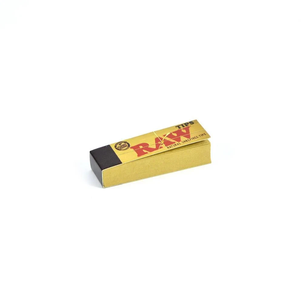 Frontview of individual RAW natural unrefined filter tips – 50 unbleached tip booklets for rolling