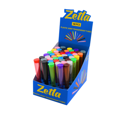 Zetla Plastic Joint Tubes 112mm - Transparent Airtight Pre-Roll Joint Case | 48-Pack