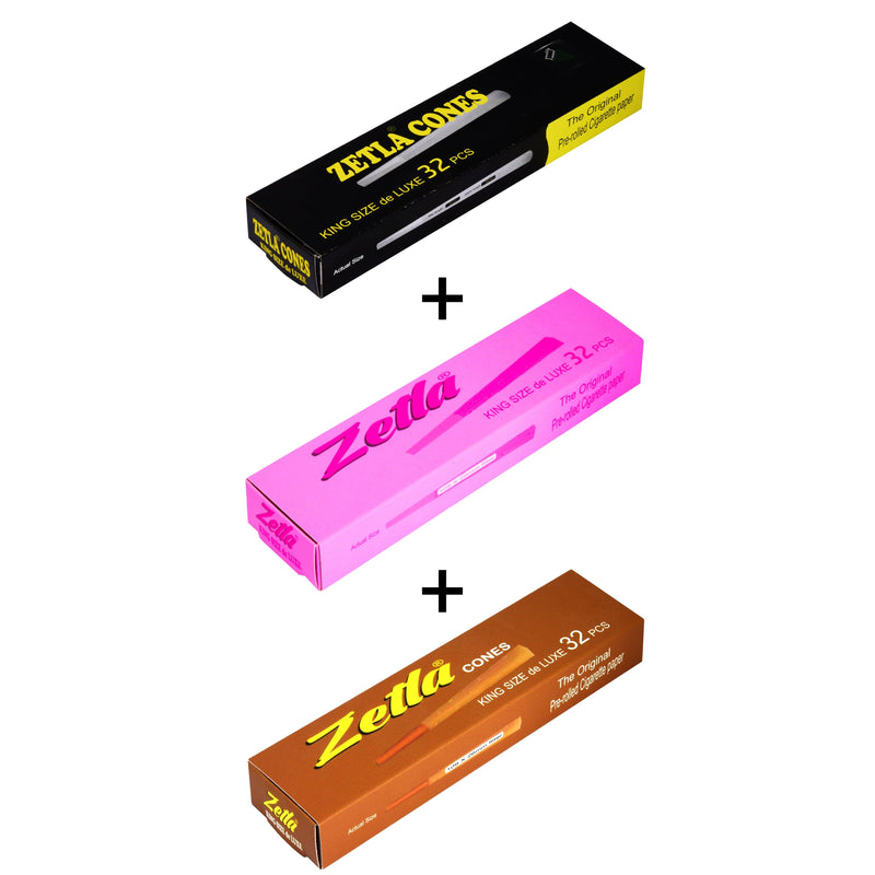 Pre Rolled Cones Zetla King Size Deluxe ( 32 ) White + Pink + Brown