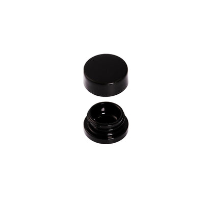 5 ML Black Round Glass Jar Child Resistant Black Lid Per 50 Pcs