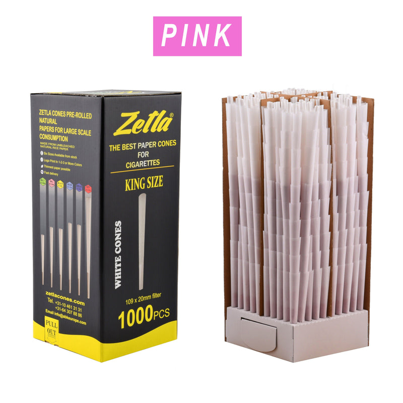 Pre-Rolled Cones Zetla King Size With Pink Filters (1000 Pcs) - Zetla