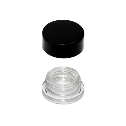 9 ML Round Glass Jar Child Resistant Black Lid Per 50 Pcs