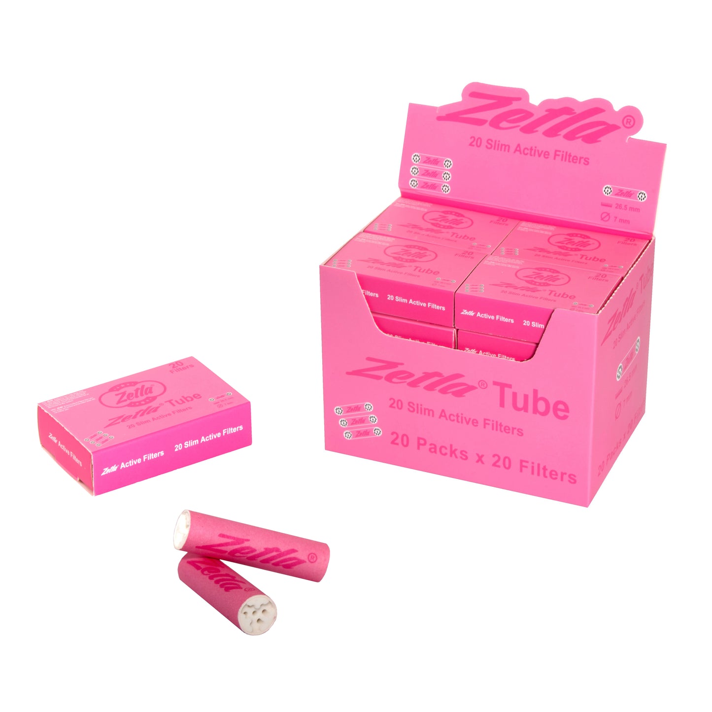Zetla Slim Active Filters Pink – Cleaner, Cooler Smoke with a Stylish Twist (7 mm, 20 Pack)