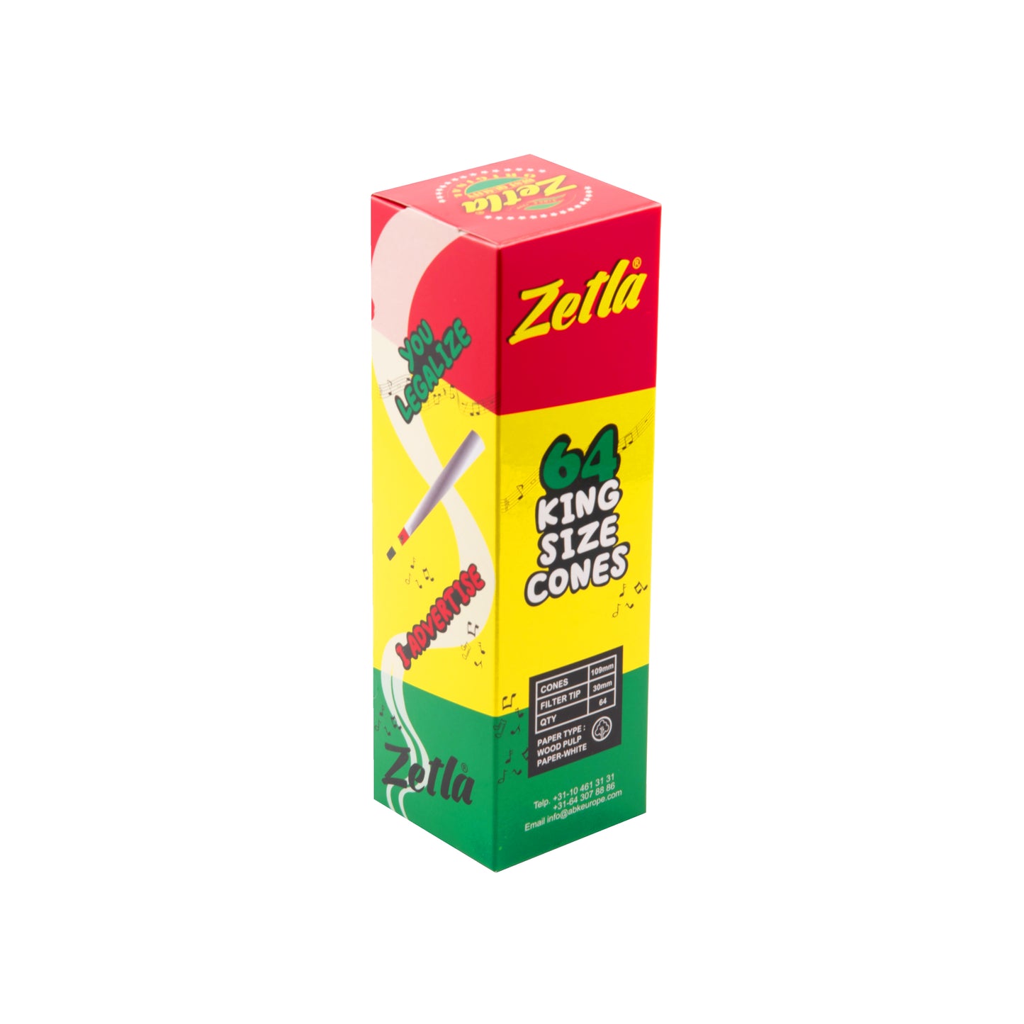 Pre-Rolled Cones Zetla Rasta De Luxe Size (64 Pcs)