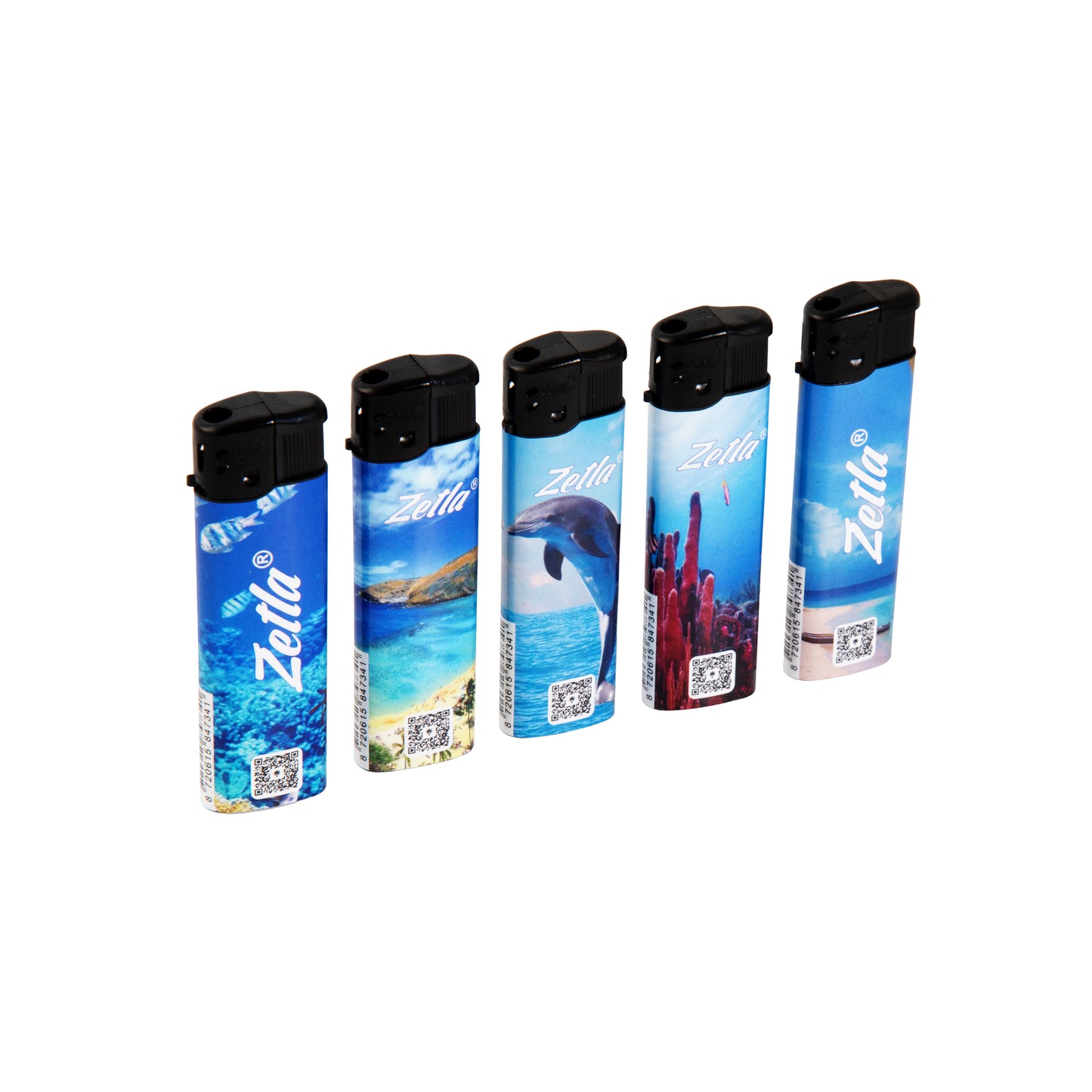 Zetla Click Lighters Dolphin – Bulk Pack of 50 Push Button Lighters with Adjustable Flame
