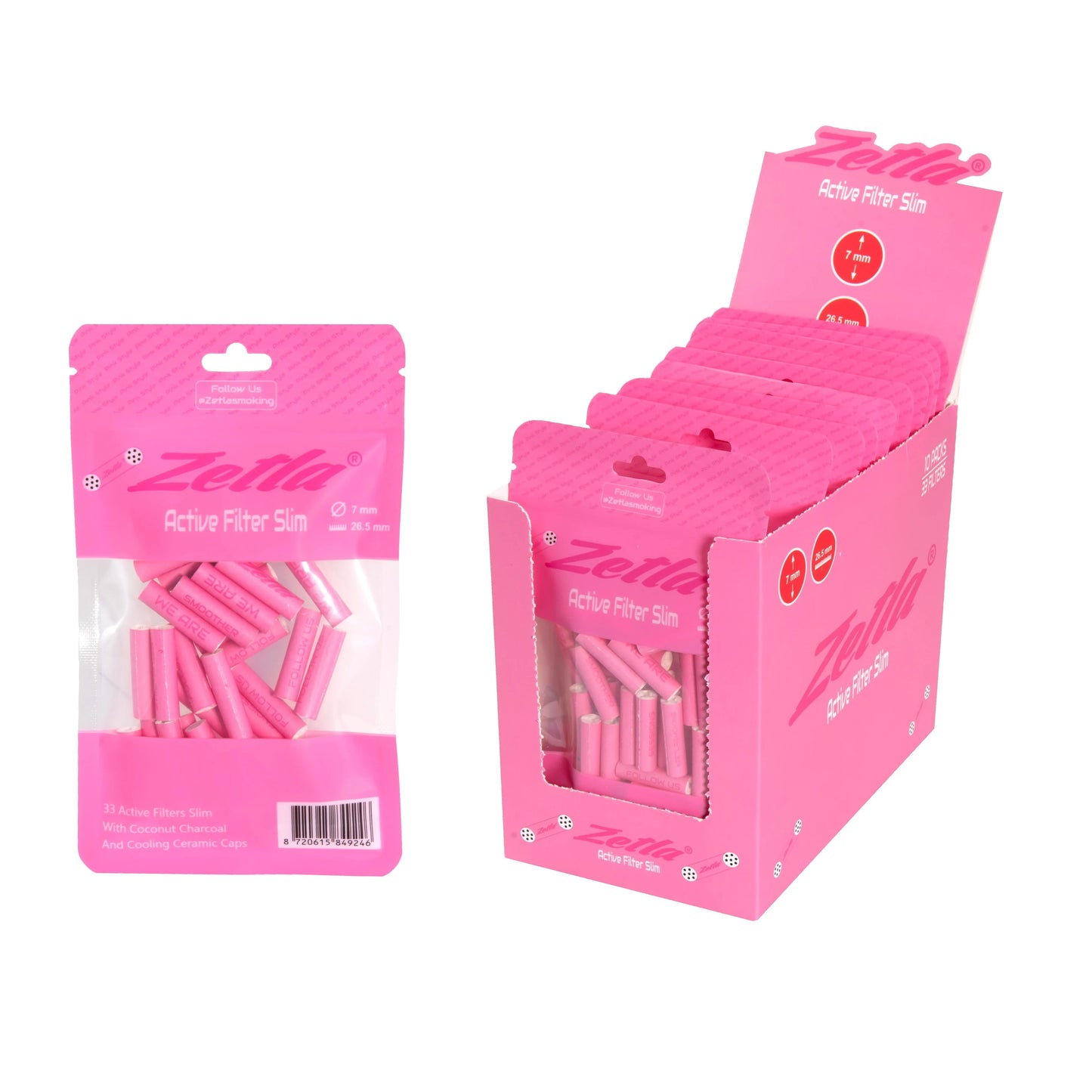 ZETLA ACTIVE FILTER SLIM PINK ( 33 Filters Per 1 Pack )