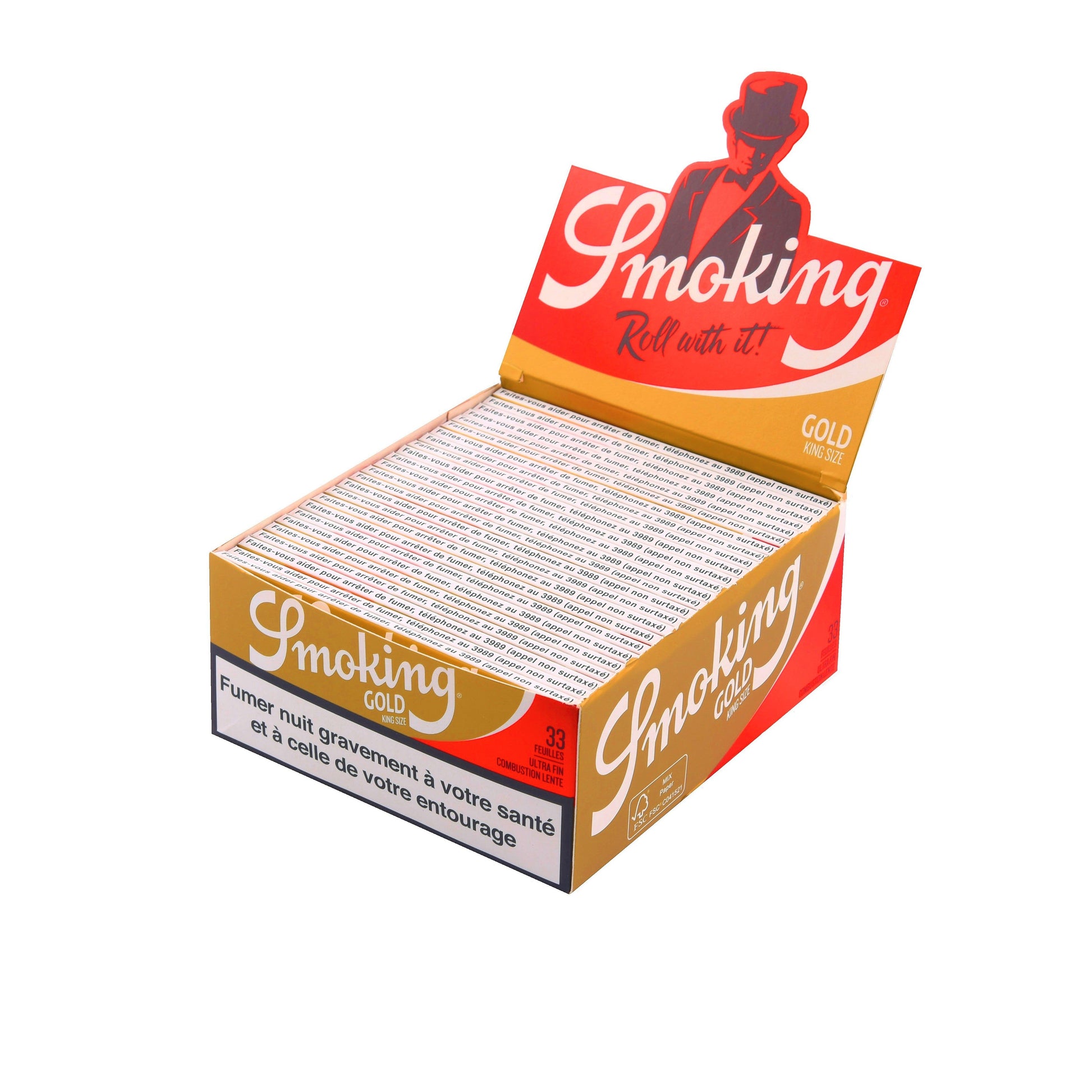 Rolling Papers Smoking Gold King Size Slim (50 Packs) - Zetla