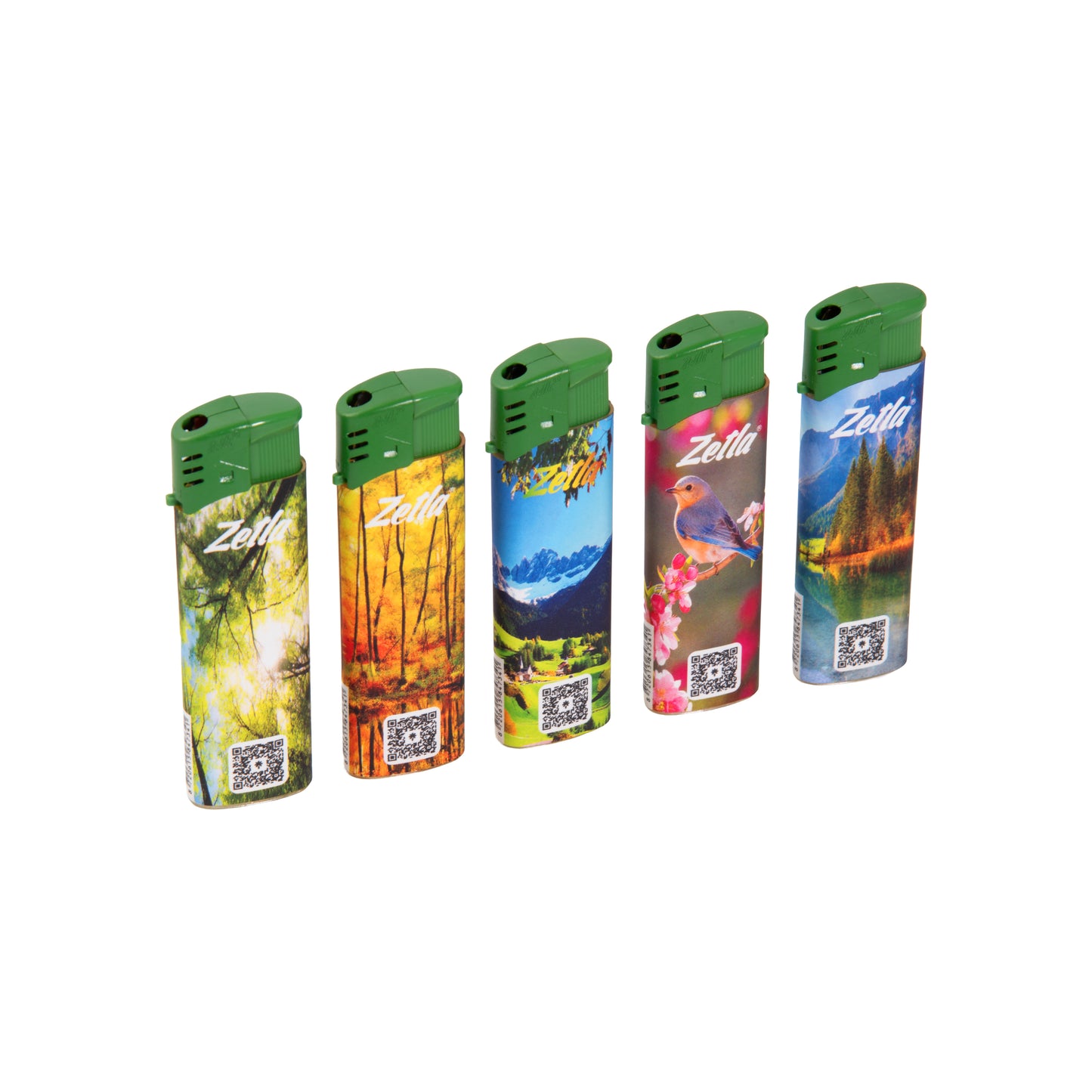 Zetla Click Lighters Nature – Bulk Pack of 50 Push Button Lighters with Adjustable Flame