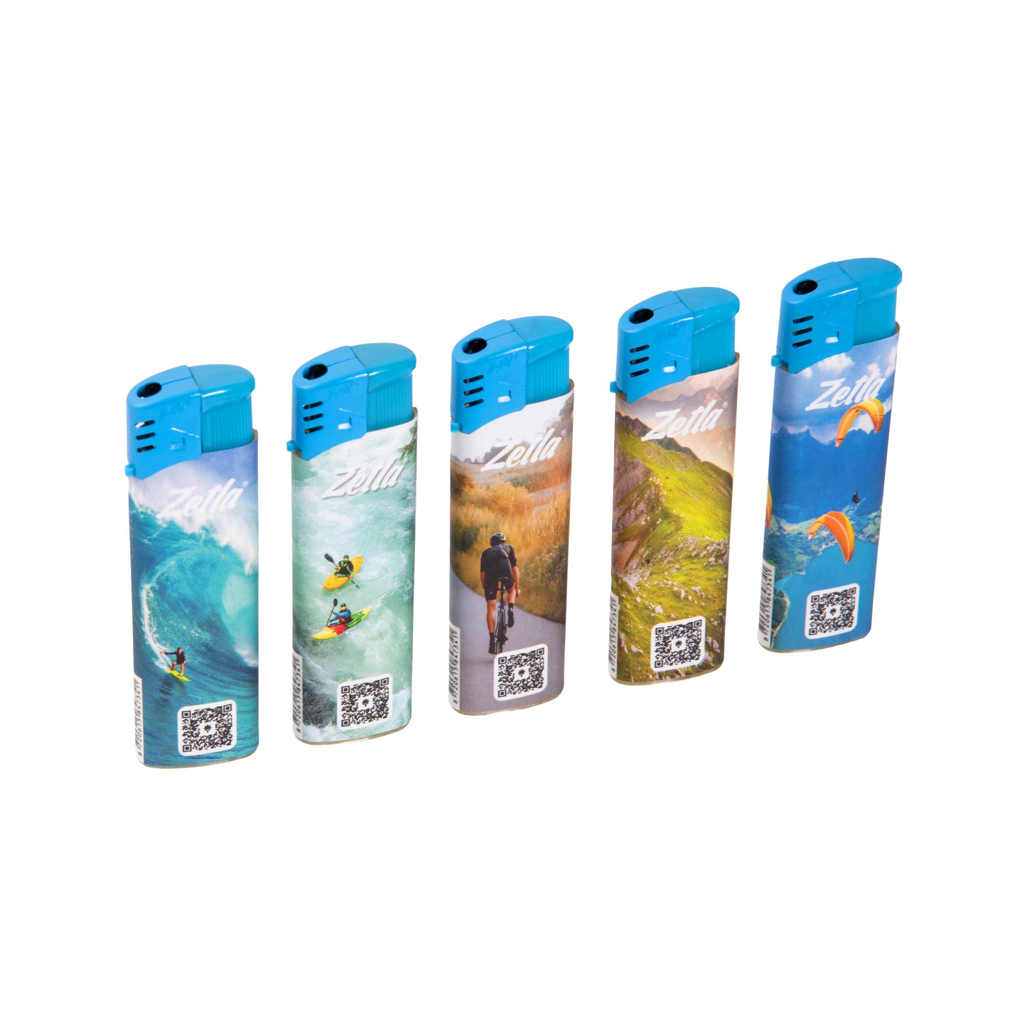 Zetla Click Lighters Sport – Bulk Pack of 50 Push Button Lighters with Adjustable Flame