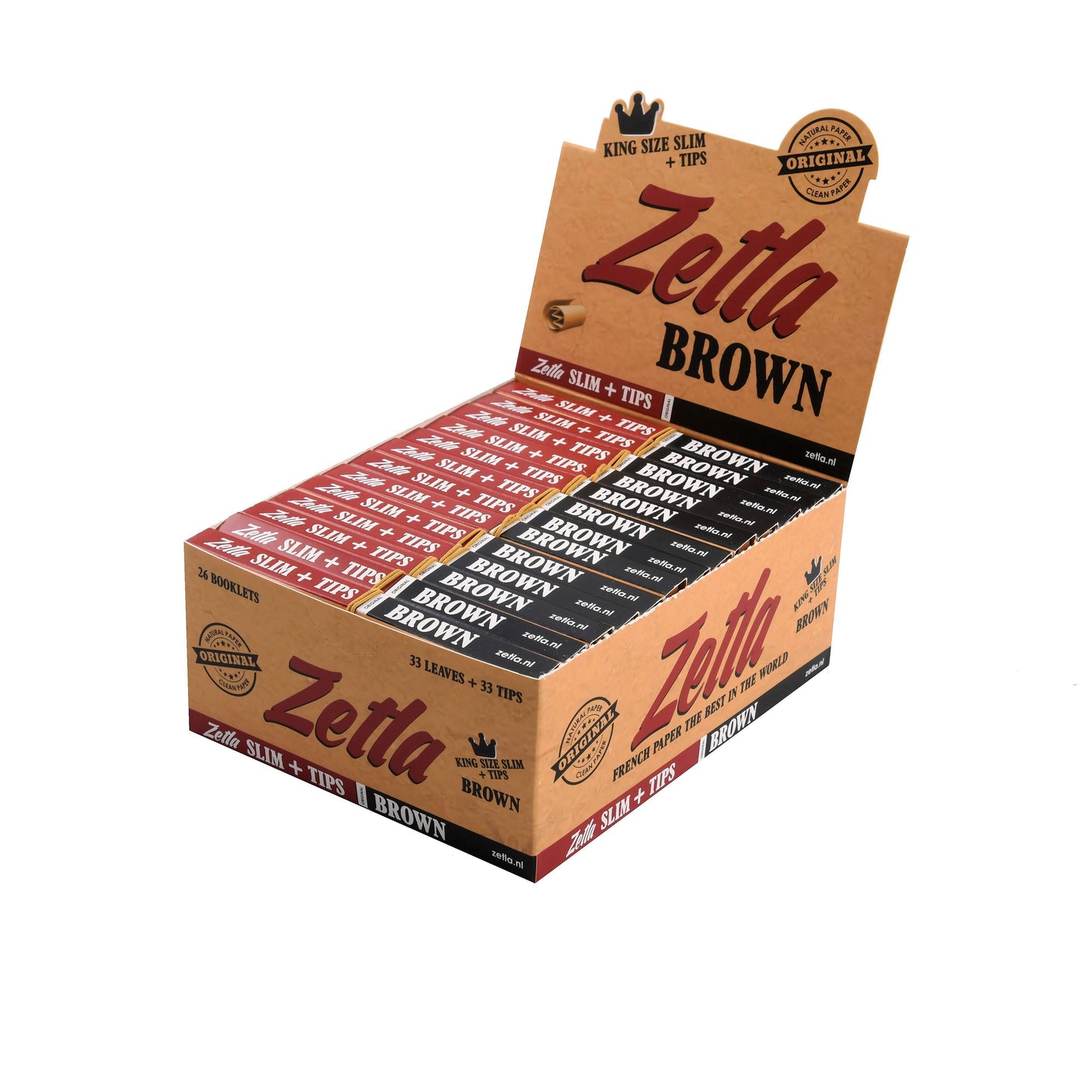 Zetla Rolling Papers Brown + Filters Slim (26 Packs) - Zetla