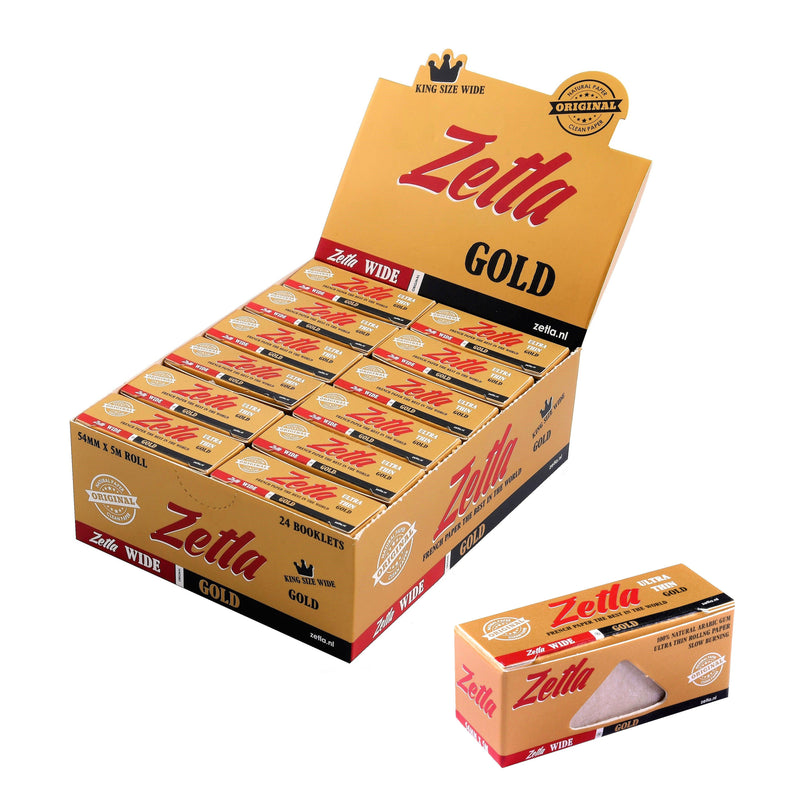 Zetla Rolling Papers Gold Rolls K/S Wide (24 Packs) - Zetla