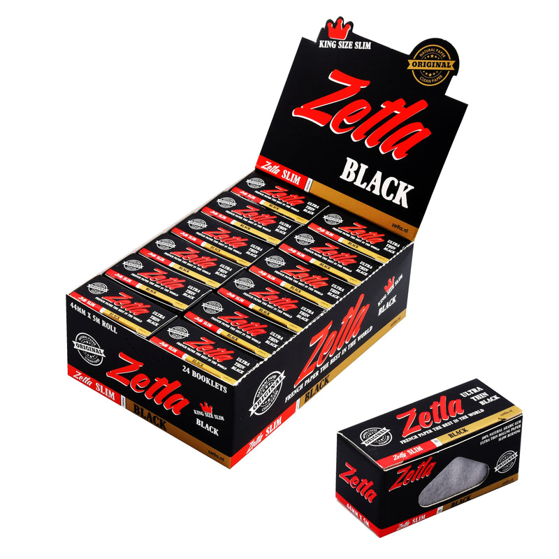 Zetla Rolling Papers Black Rolls K/S Slim (24 Packs) - Zetla