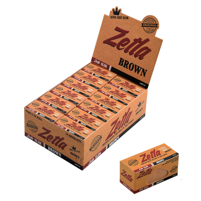 Zetla Rolling Papers Brown Rolls K/S Slim (24 Packs) - Zetla
