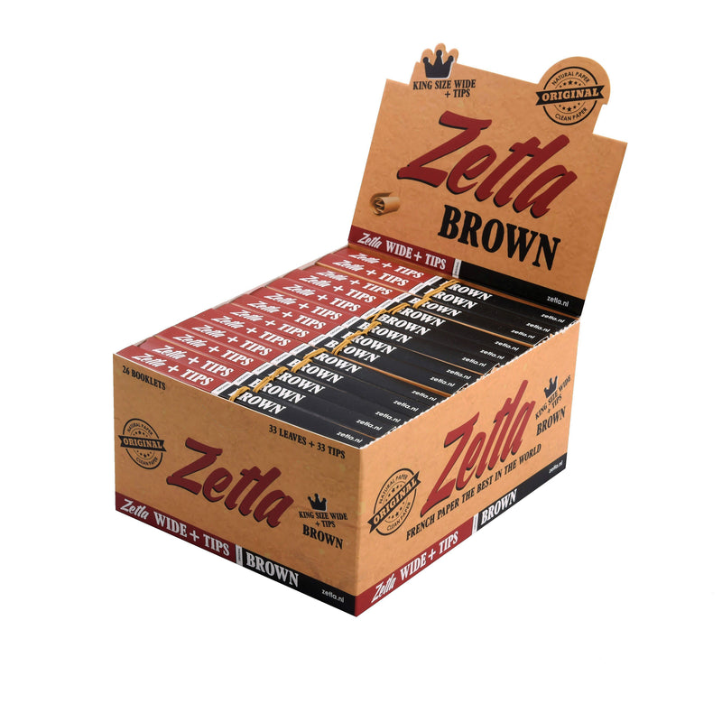 Zetla Rolling Papers Brown + Filters Wide (26 Packs) - Zetla
