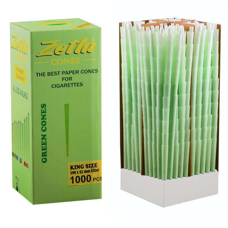 Pre-Rolled Cones Zetla Green King Size (1000 Pcs) - Zetla